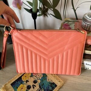 a new day Peach Quilted Wristlet